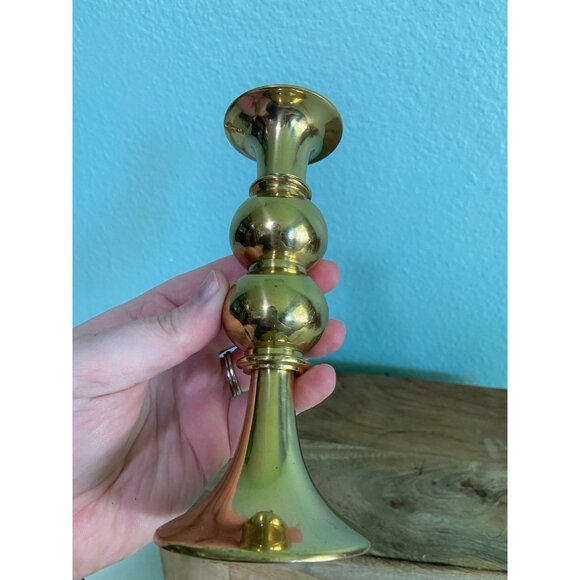 Made in India Vintage Brass Candle Stick Holders Set of 2 - Picture 10 of 12